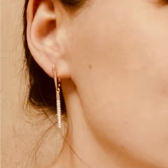 Glossy Long Dangle Gold Bling Earrings - Picture 2 of 6